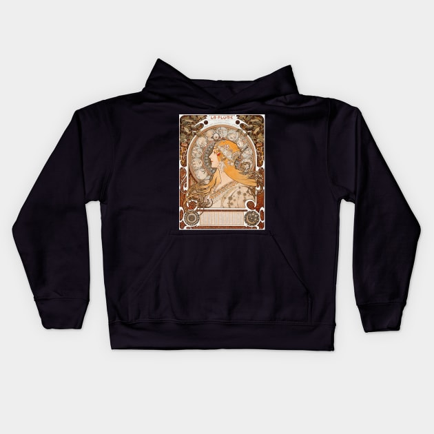 La Plume by Alphonse Maria Mucha Kids Hoodie by SteelWoolBunny